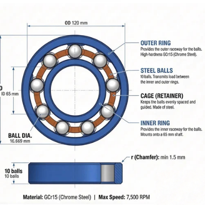 6213 deep groove ball bearing structure
